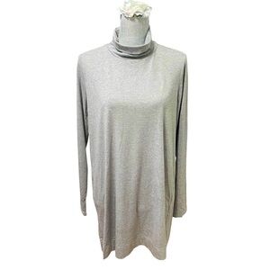 J.Jill Women’s Turtleneck Flared Tunic Top Gray Stretch Long Sleeve size XL